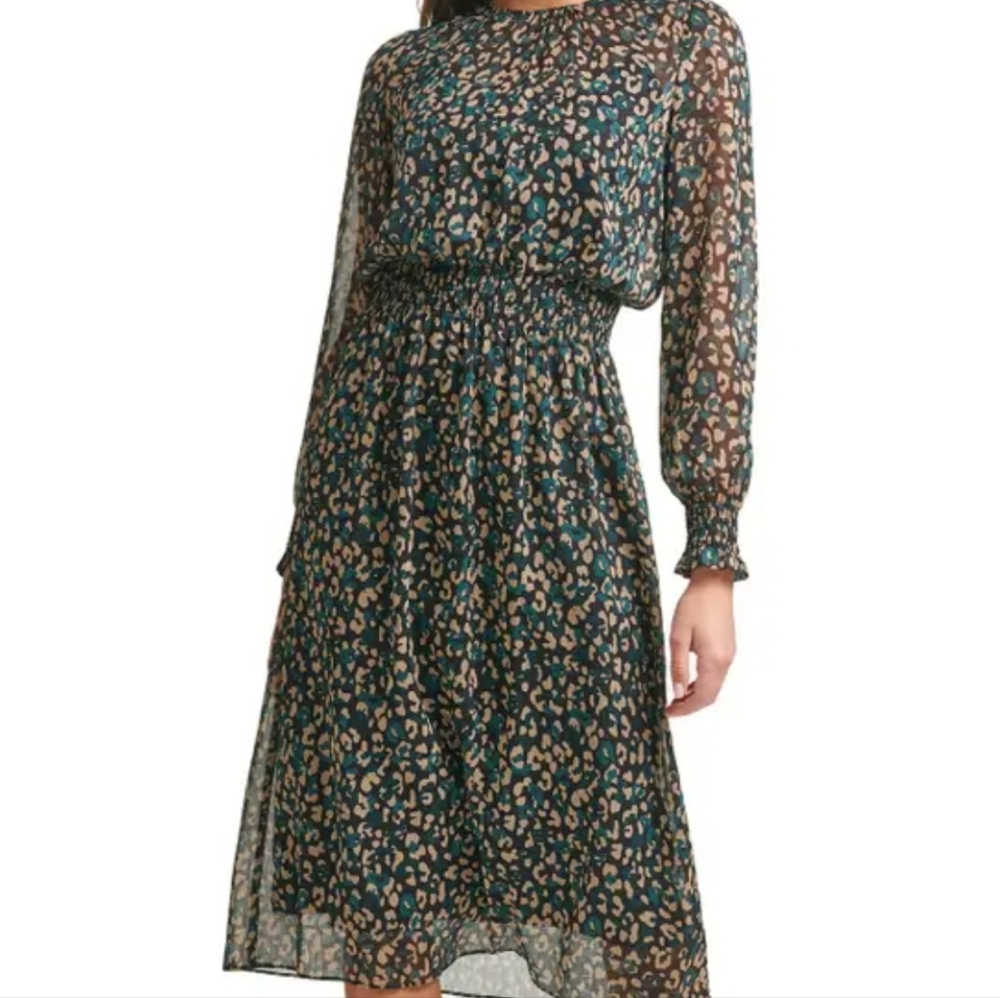 NWT Tommy Hilfiger Long Sleeve A-line Spring  Midi Dress Size 14 - Picture 2 of 11